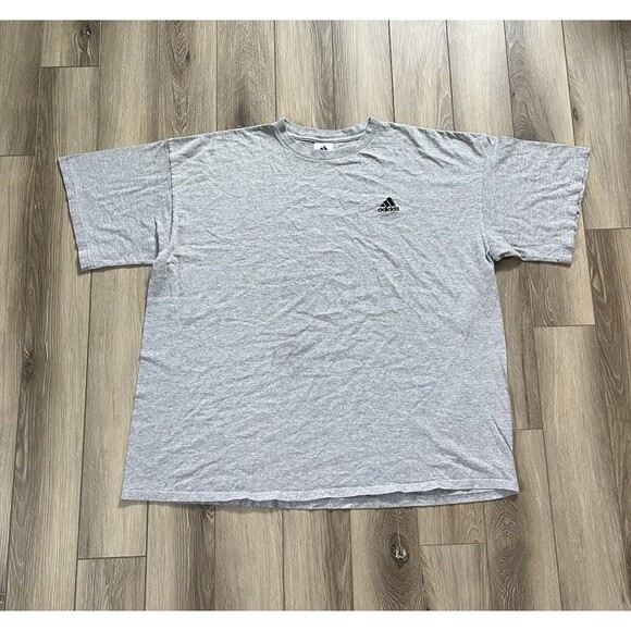 Adidas Mens Short Sleeve T-Shirt Size 3XL Gray Crewneck Embroidered Logo - Picture 1 of 9